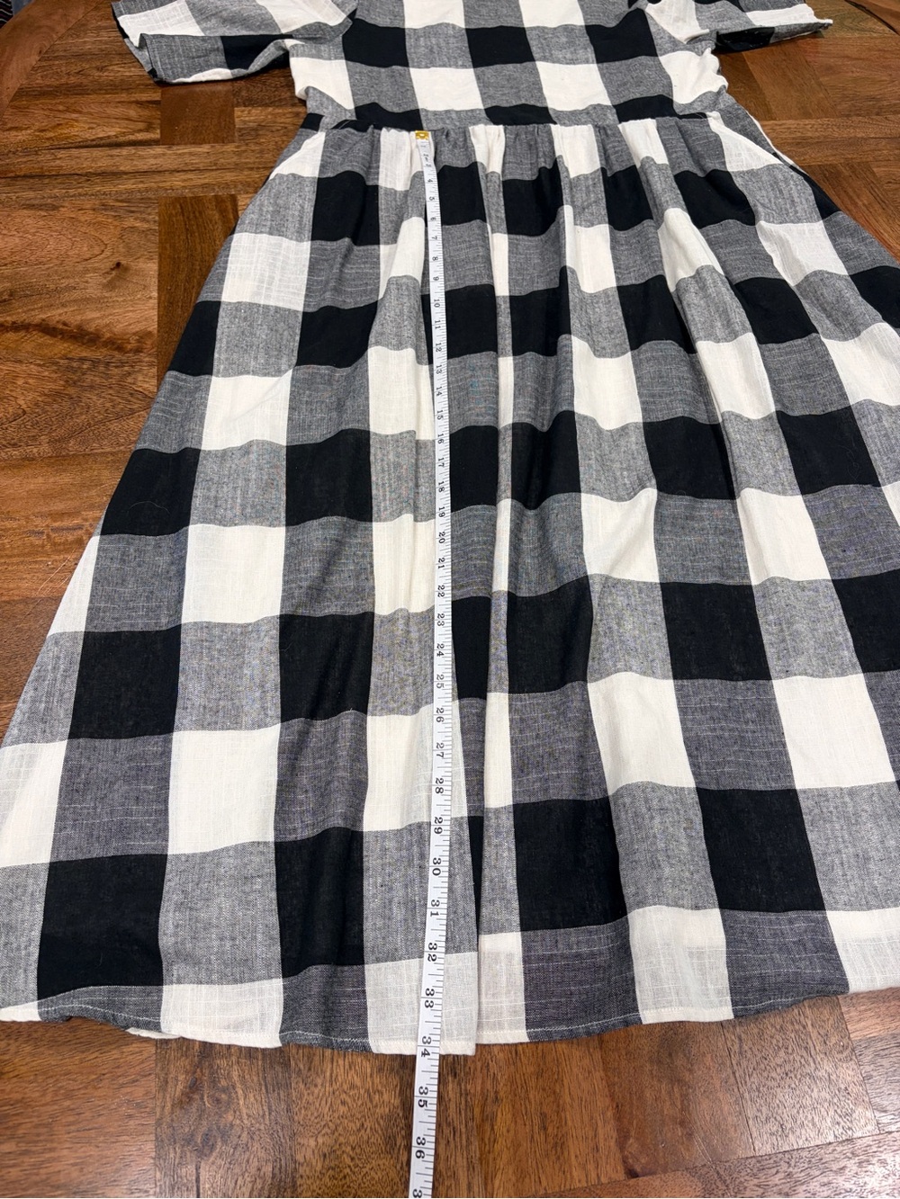 Roolee Black & White Gingham Check Short Sleeve Cotton Blend Midi Dress Size L - Picture 15 of 15
